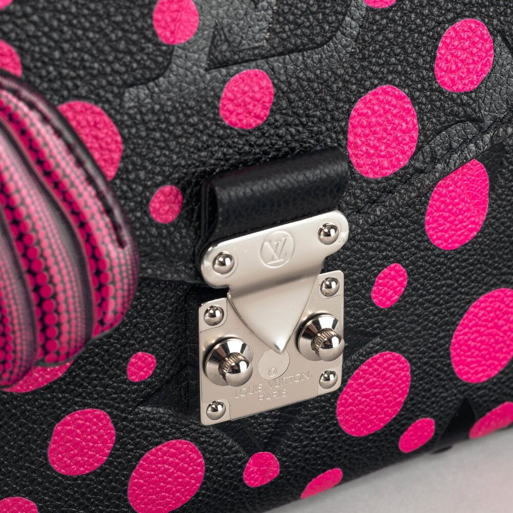 Louis Vuitton x Yayoi Kusama Pochette Metis MM Black & Fuchsia Satchel - Picture 13 of 16